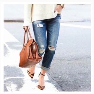 ⭐New! Leopard print suede almond toe ankle strap flats women's size 6